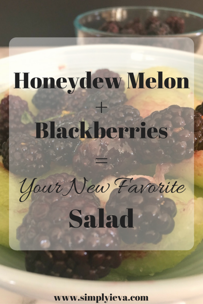 A recipe of delicious honeydew melon and blackberry salad for your spring and summer table