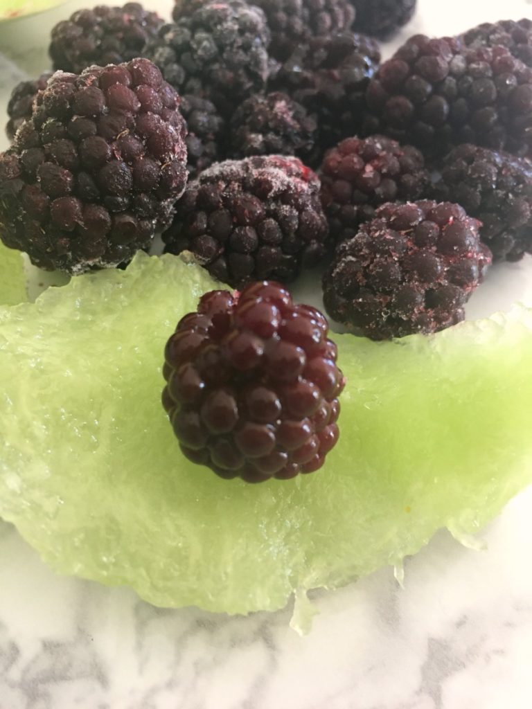 A refreshing spring and summer salad made with honeydew melon and blackberries