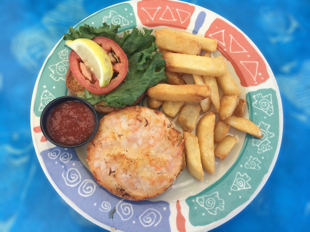 Shrimp burger at Sea Critters Cafe. More about our visit to St.Pete on simplyieva.com